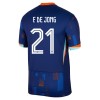 Virallinen Fanipaita Alankomaat Frenkie de Jong 21 Vieraspelipaita Euro 2024 - Miesten